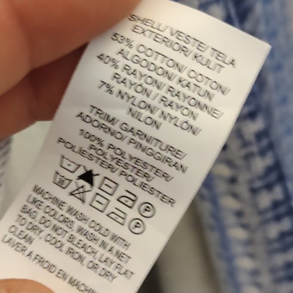 Lucky Brand Blue White Grey Open Front Floral Cardigan Size Small - Picture 7 of 7